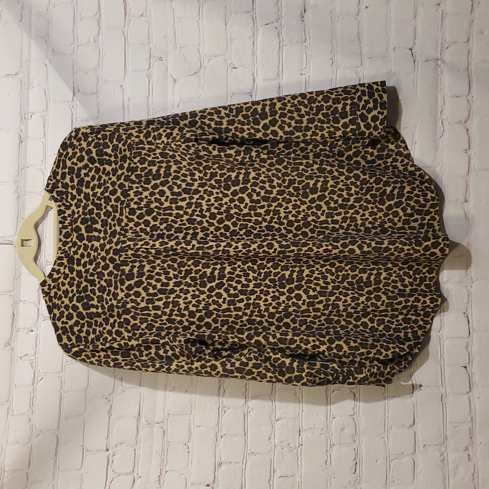 Talbots Long Sleeve Leopard Print Popover Blouse Animal Print - Picture 3 of 5